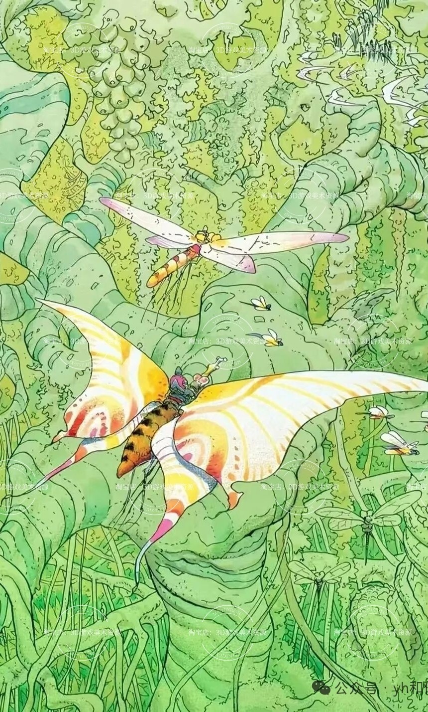 全新插画创作进阶课教程 插画绘画造景贴纸线稿设计上色中文课程