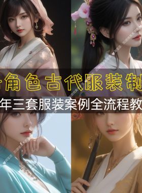 24年古代女角色服装制作教程 国风次世代高品质全流程MD/Maya课程