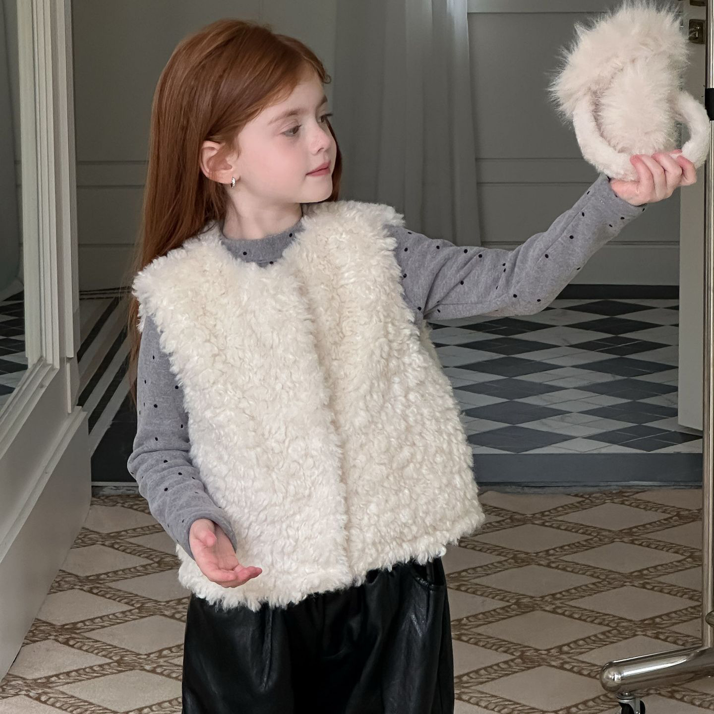 羊羔毛加厚秋冬季洋气时髦阔腿裤