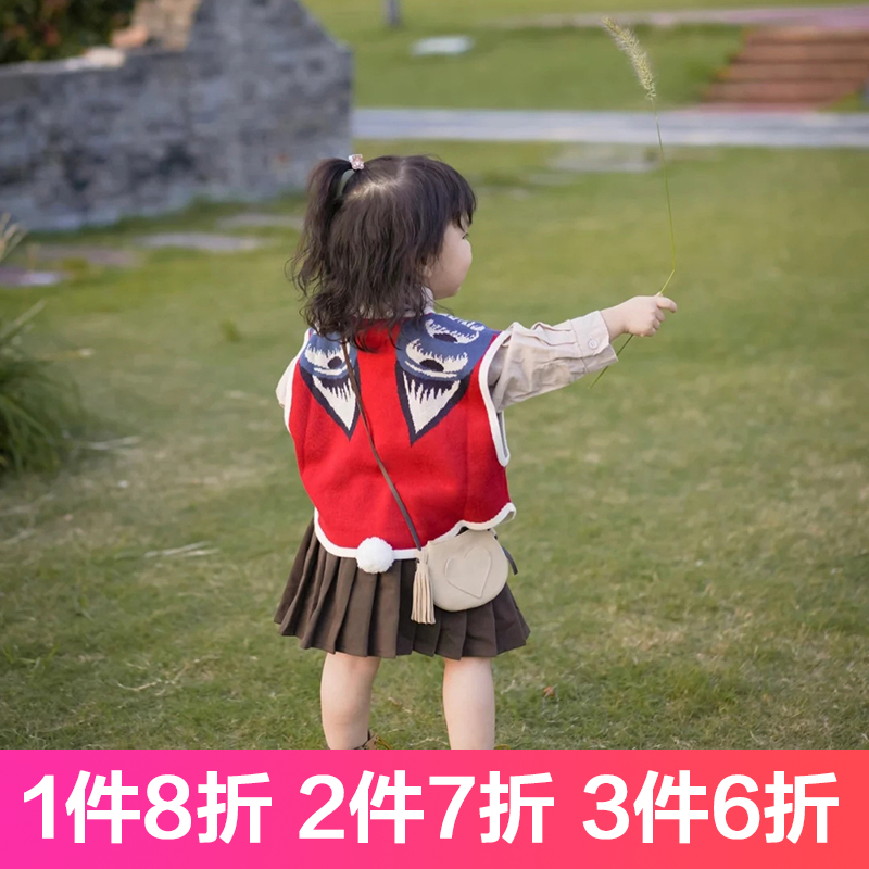 特价秋冬过节过年红火针织衫儿童套头上毛衣马甲元旦新年拜年服