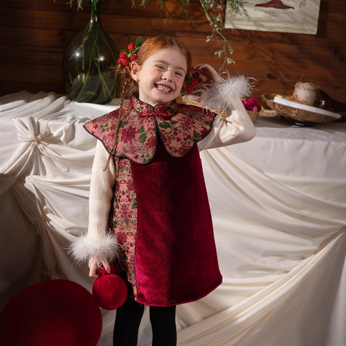 女宝宝新年过年服女童旗袍公主裙