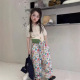 女孩时尚 款 麻花短袖 针织开衫 女童套装 儿童卡通休闲阔腿裤 2026夏季