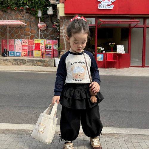 2026秋季新款女童打底衫T恤宽松洋气休闲长裤儿童韩版屁帘运动裤