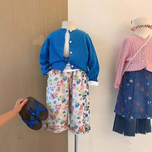 春季童装女童针织开衫2026新款春装韩系超好看女宝蓝色外套上衣潮