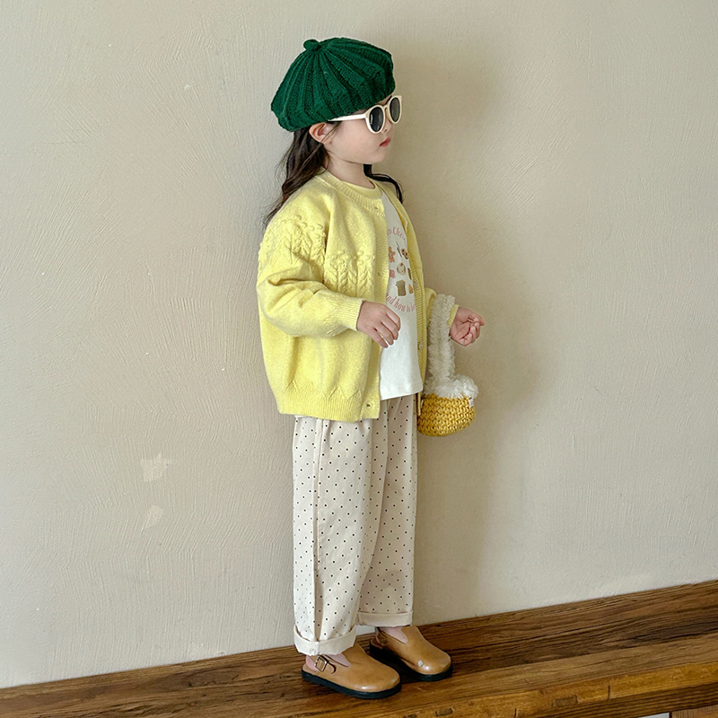 休闲针织毛衣开衫长袖T恤阔腿裤