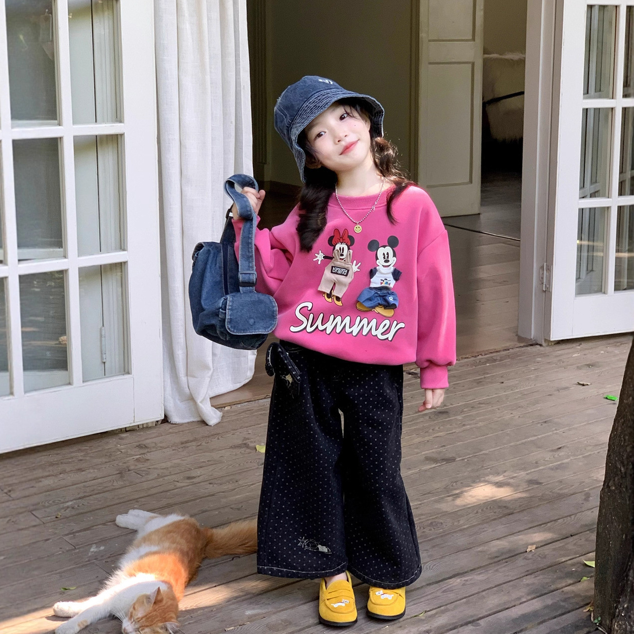 韩国童装2025秋冬季新款米奇立体加绒卫衣女童加厚保暖休闲上衣潮