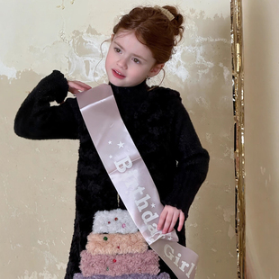 女童黑色连衣裙冬季2025新款洋气韩版毛毛加厚背心裙儿童冬天裙子