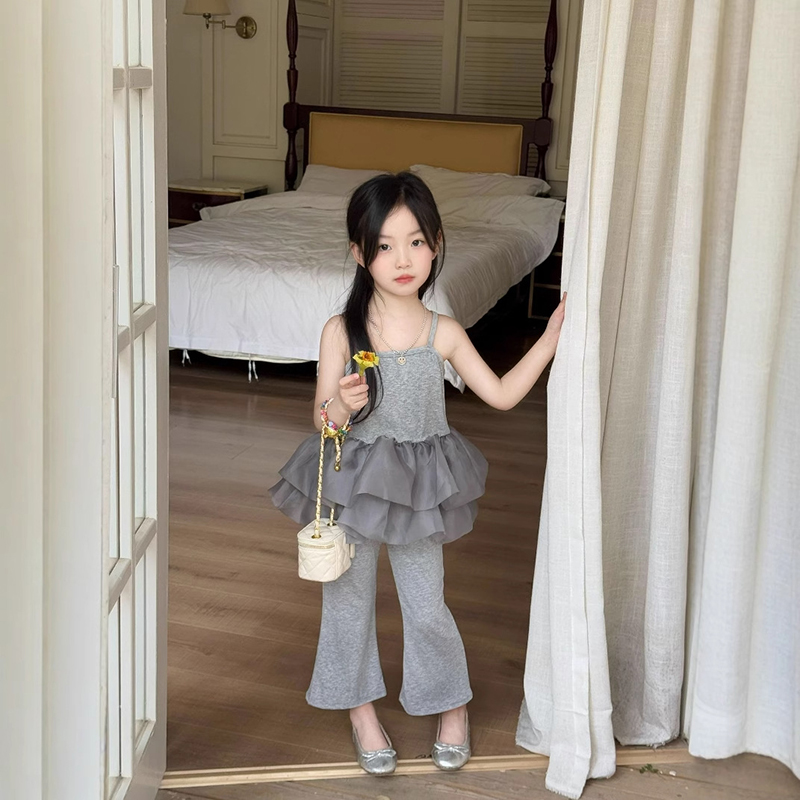 女童套装2025新款儿童韩版花边潮