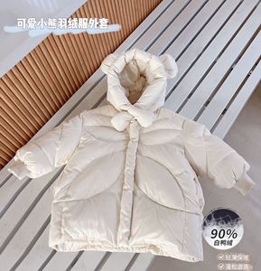 秋季新款90白鸭绒羽绒服杜邦三防气质女童小熊羽绒外套