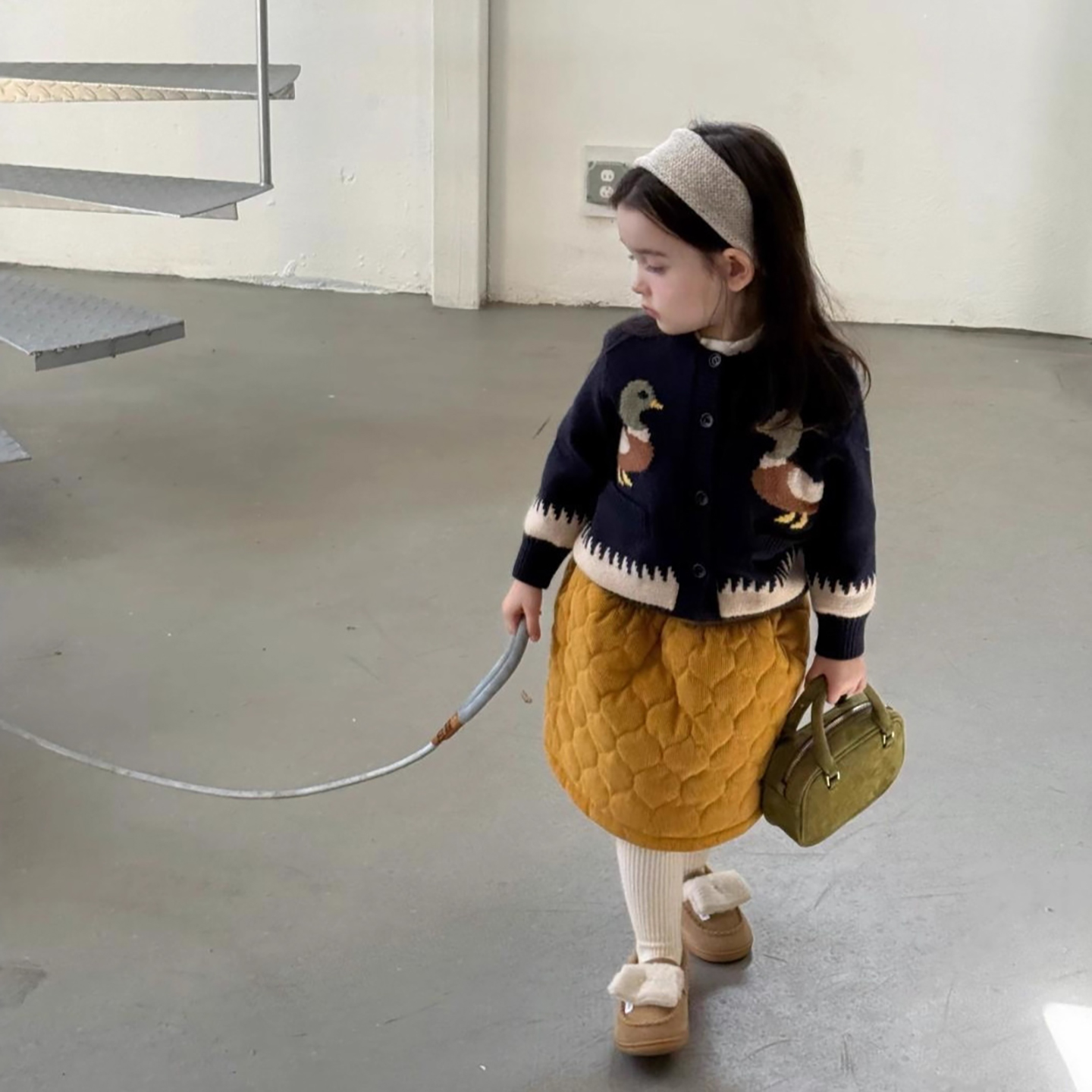 女童春季新款韩版卡通毛衣半身裙