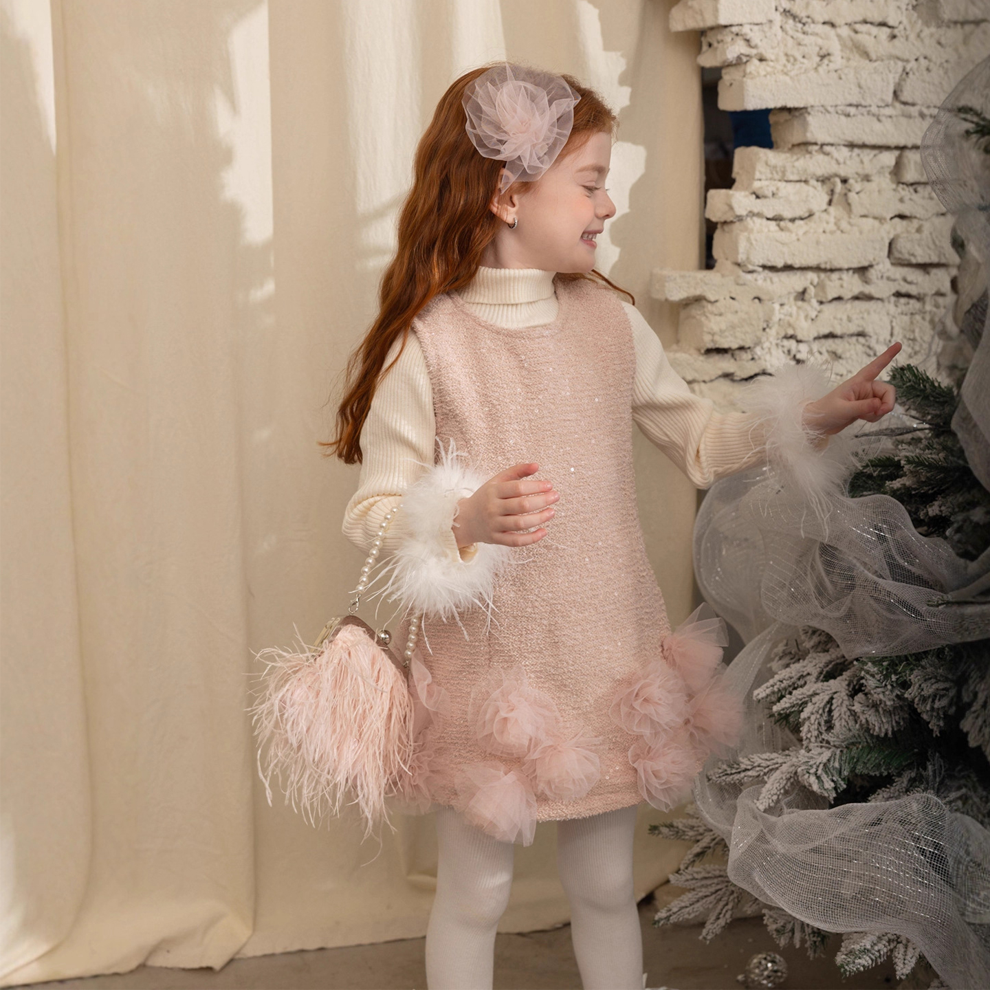 女童连衣裙冬装旗袍裙中式背心裙