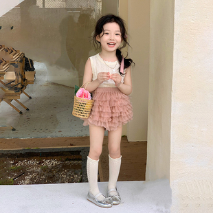 洋气两件套 女宝宝夏装 甜美公主风套装 薄款 背心可爱包屁裙女童夏季