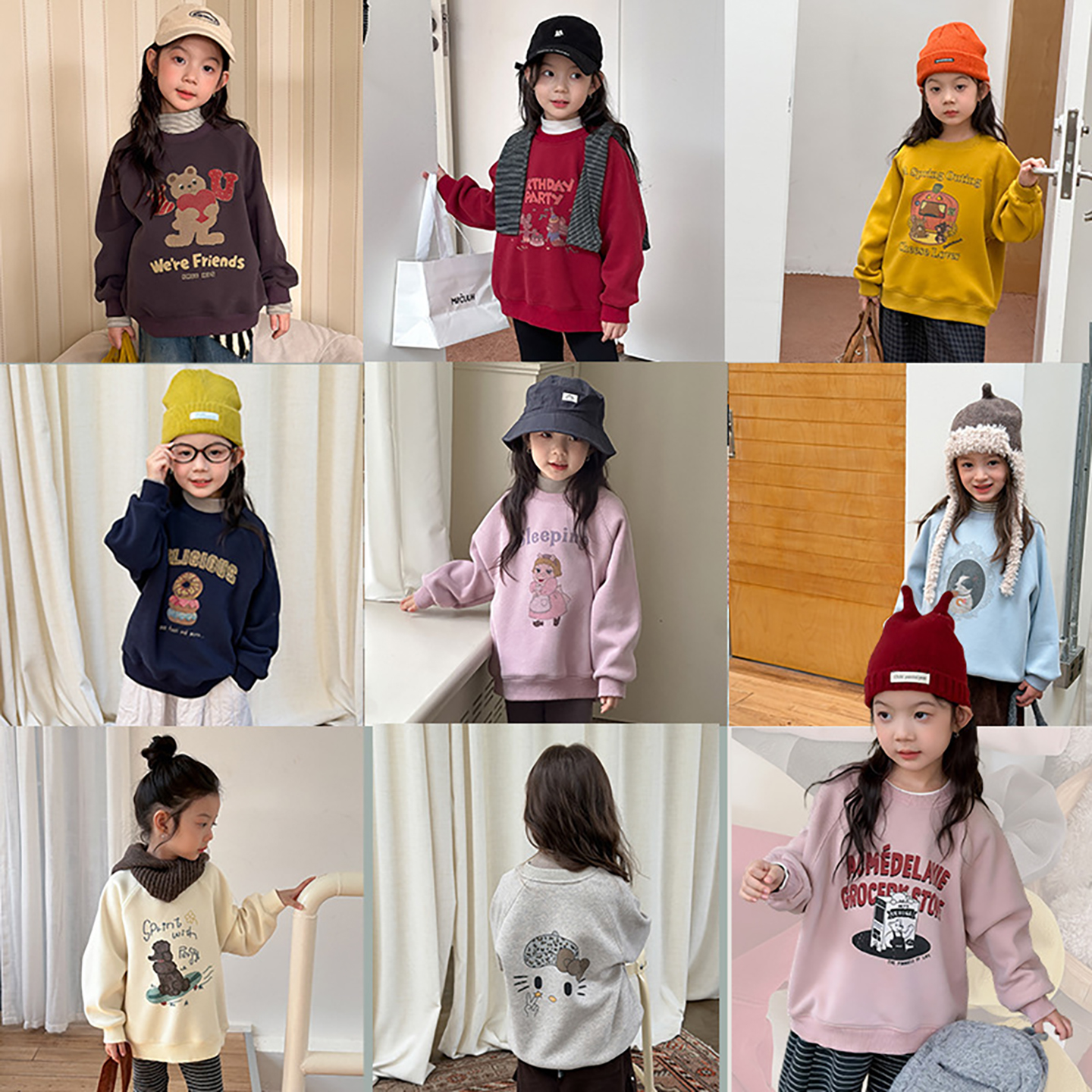 女童韩版加厚加绒保暖卡通卫衣酷