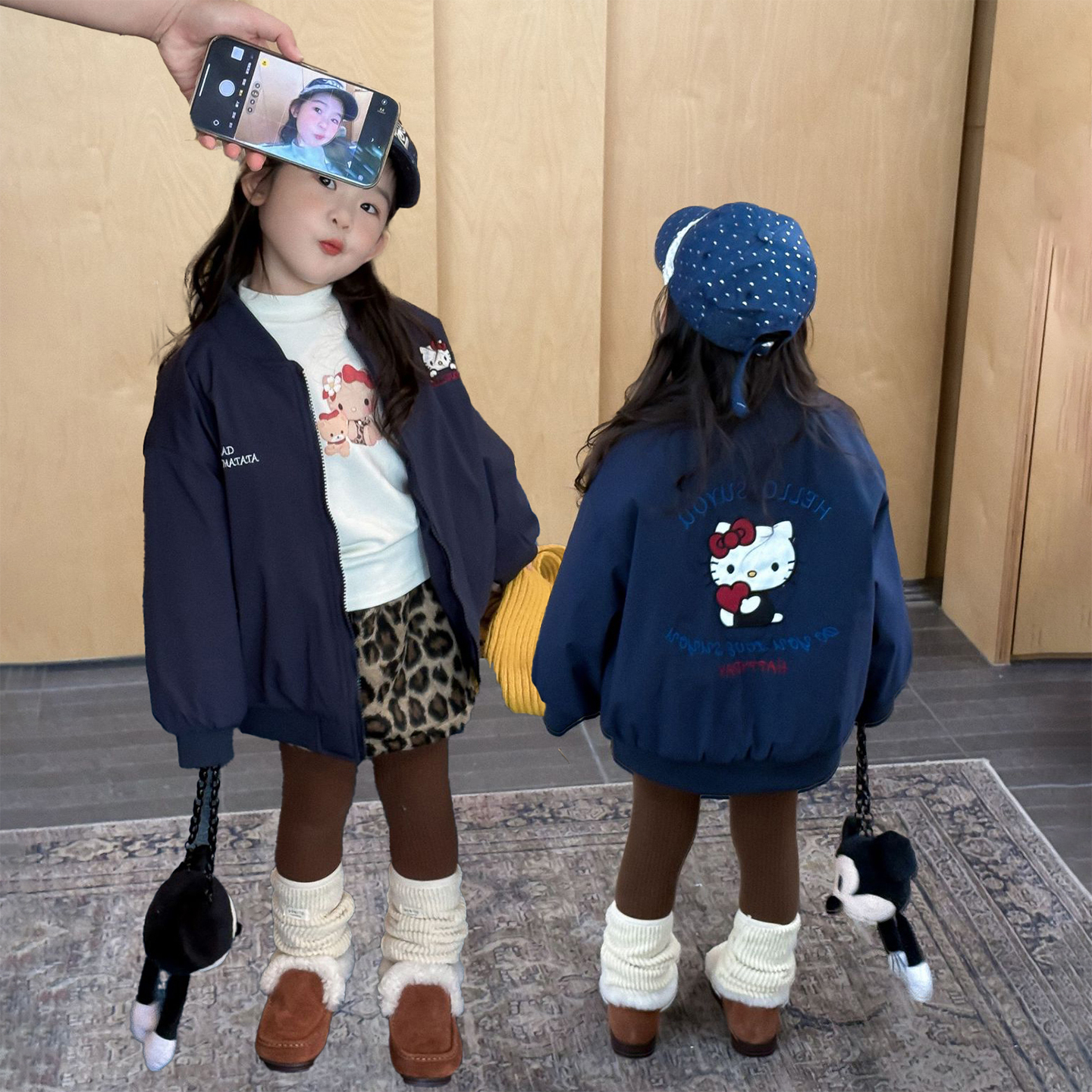 韩版卡通加厚洋气冬女童棒球棉服