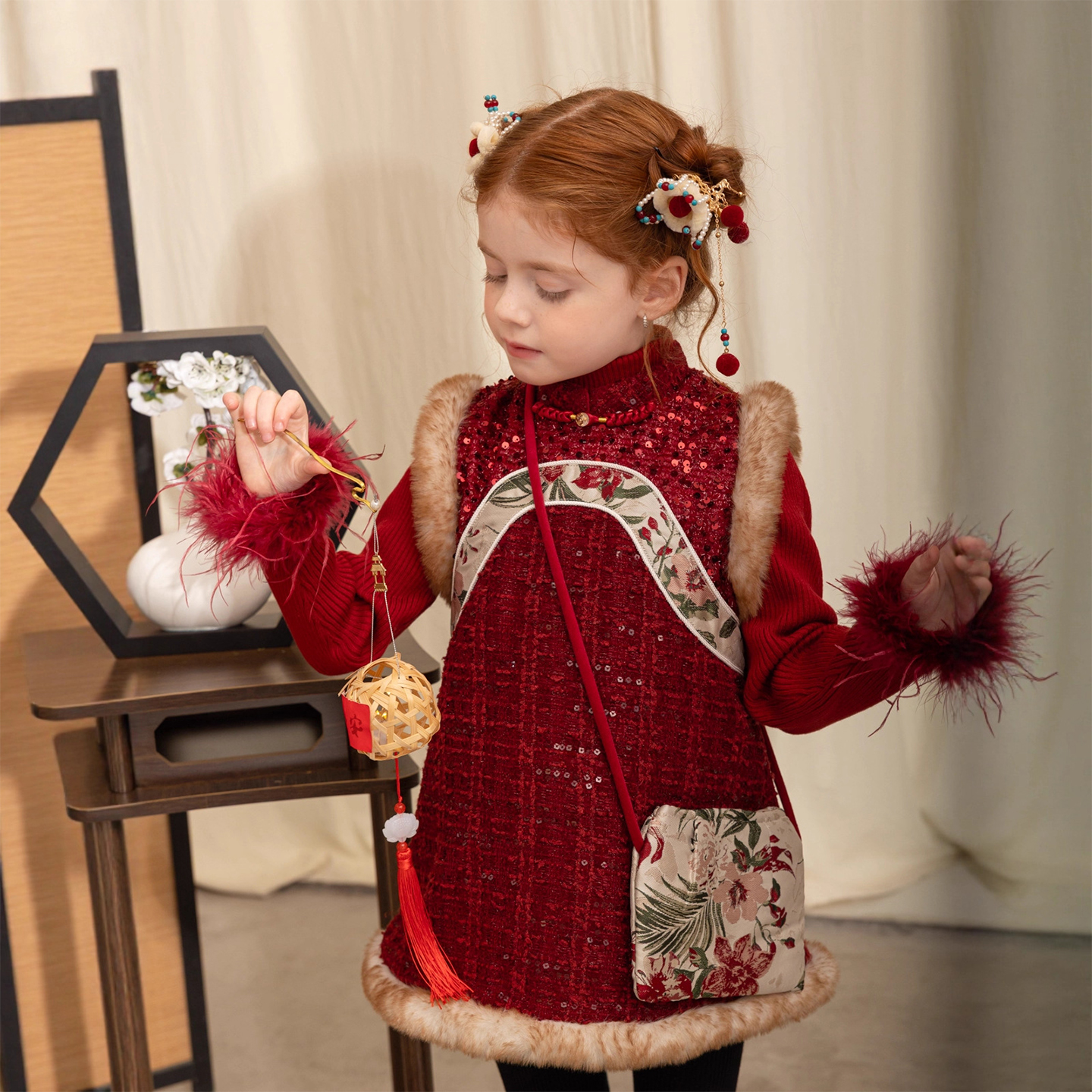 女童新中式拜年服旗袍周岁礼服