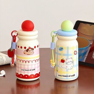 K可爱保温杯女生ins小巧便携咖啡杯吸管学生上学便携水壶生日礼物