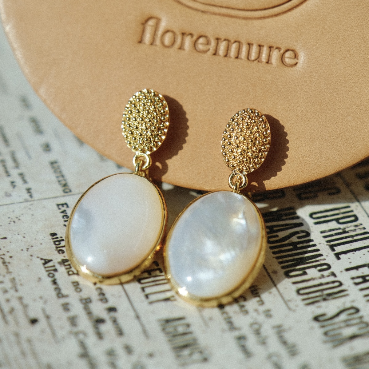 天然白蝶贝吊坠耳饰法式轻奢复古