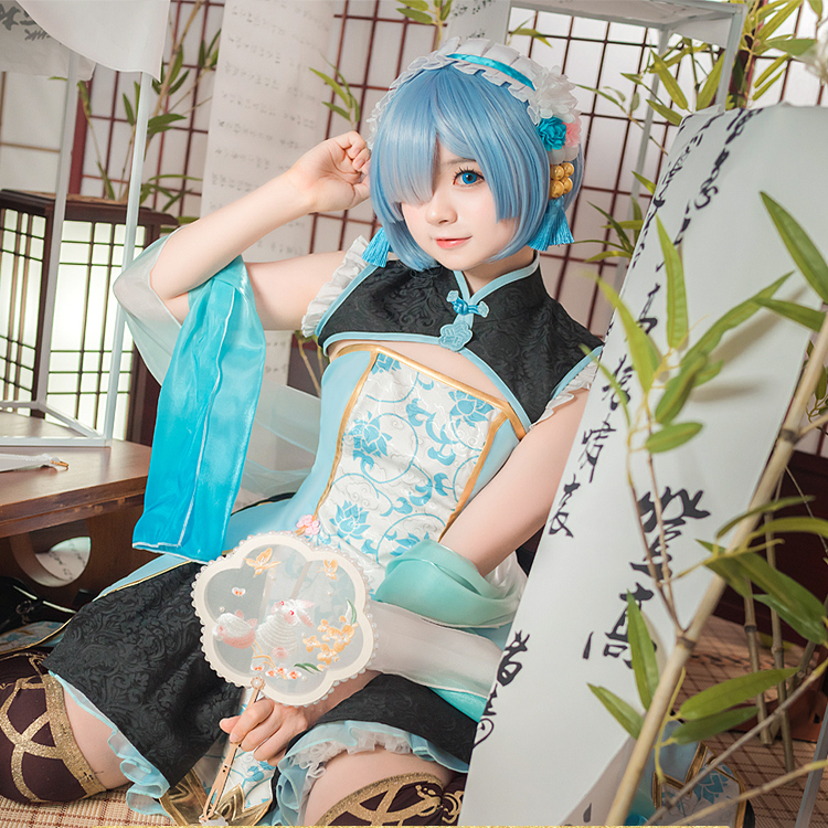 初兽猫 征集 从零开始蕾姆cos服国风旗袍洋装cosplay女c服女可爱