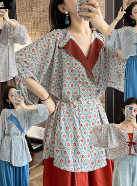 日常汉服防晒衫圆领袍法门寺披衫