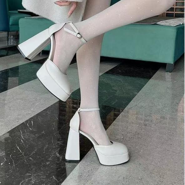 2025春秋季小众设计气质高级感粗跟高跟小皮鞋厚底法式玛丽珍鞋女