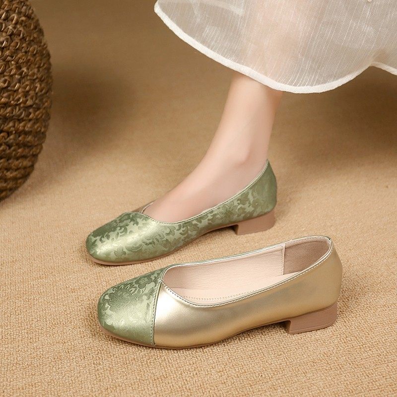 新中式软皮国风时尚软底百搭平底单鞋方头中低跟女鞋粗跟豆豆鞋女,女鞋,乐福鞋（豆豆鞋）,淘宝优惠券,粉丝福利购,淘宝优惠卷