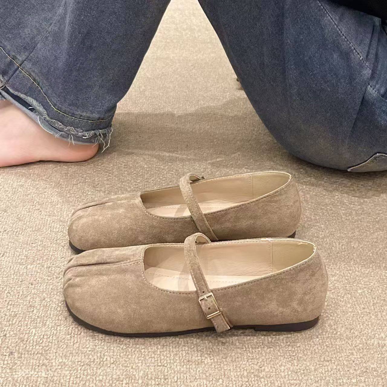 一字带豆豆鞋圆头浅口配裙子平底单鞋2026新款复古绒面玛丽珍鞋女,女鞋,时尚休闲鞋,淘宝优惠券,粉丝福利购,淘宝优惠卷
