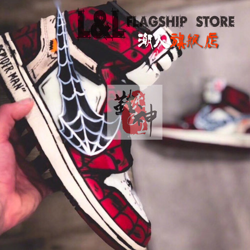 不含鞋LL乐乐创意球鞋定制漫威涂鸦皮卡丘aj1改色龙珠二元涂鸦