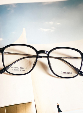 浪特梦时尚复古眼镜框平光防蓝光小脸男女板材方圆框眼镜架83223