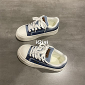 牛仔蓝低帮帆布鞋 女厚底2026春季 新款 七七主人家 百搭鞋 子女ins潮