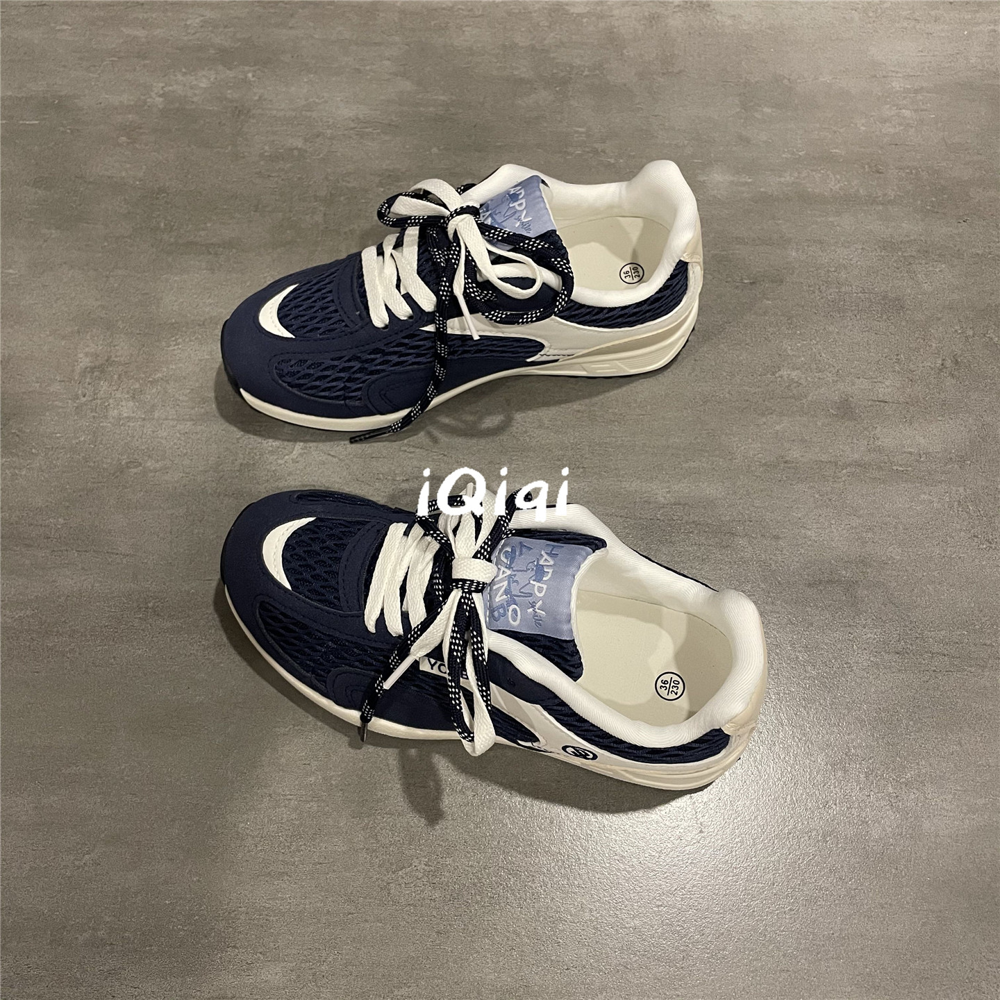 七七主人家 藏青蓝流行爆款运动鞋女2025秋季新款鞋子女休闲百搭