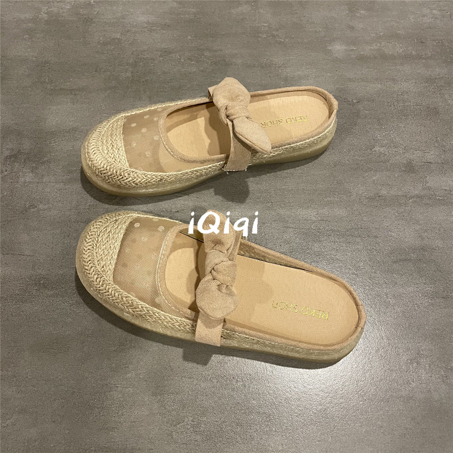 七七主人家 夏季透气网纱半拖鞋一脚蹬女鞋淑女风温柔包头凉鞋女