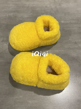 七七主人家 黄色包跟棉鞋女2025年冬季新款保暖加绒面包毛毛鞋女