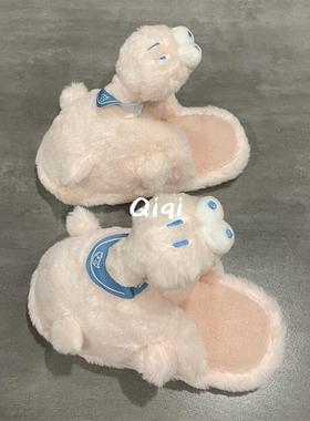 七七主人家 恐龙棉拖鞋女可爱家居毛绒保暖卡通拖鞋女冬季棉拖女