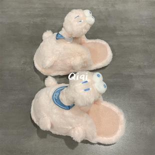 七七主人家 恐龙棉拖鞋女可爱家居毛绒保暖卡通拖鞋女冬季棉拖女