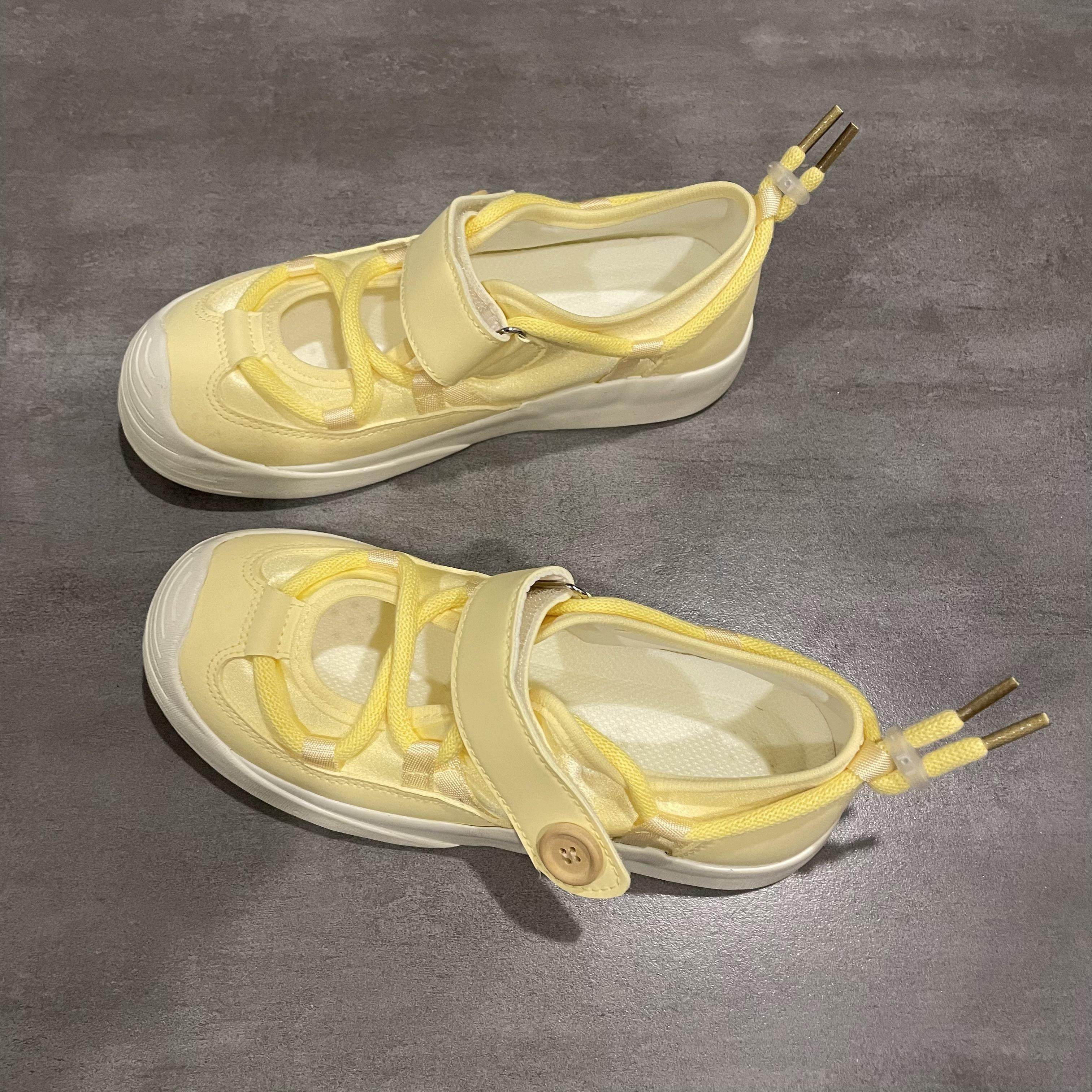 七七主人家 玛丽珍凉鞋子女2024夏季新款多巴胺小众黄色帆布鞋女,女鞋,帆布鞋,淘宝优惠券,粉丝福利购,淘宝优惠卷