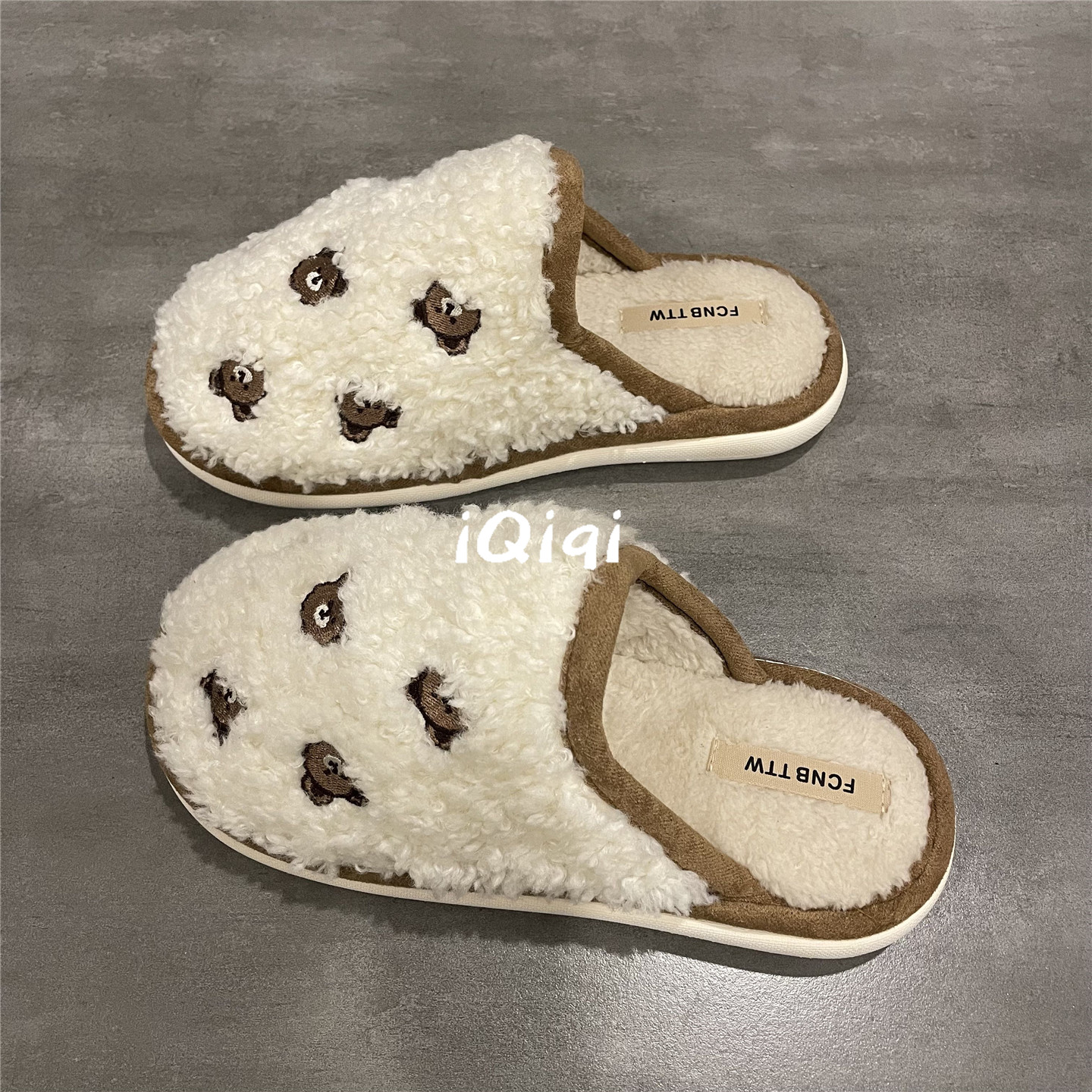 简约毛绒保暖棉拖鞋女