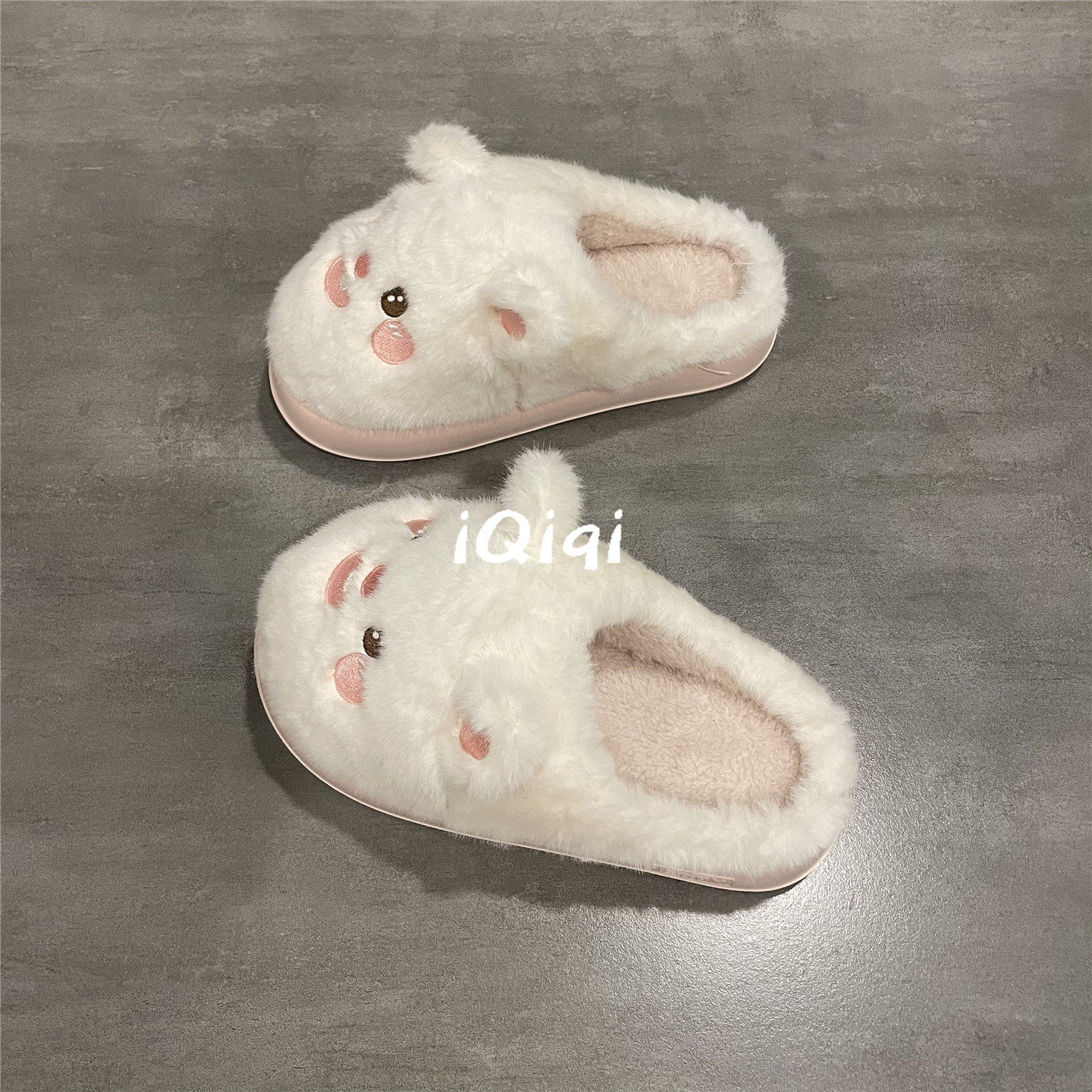 毛绒棉拖鞋女秋冬季厚底