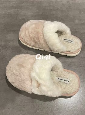 七七主人家 新款毛绒简约棉拖鞋女2023冬季室内家居保暖棉拖鞋女