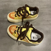 七七主人家 女 女ins潮百搭板鞋 橘黄色面包鞋 女厚底原创小众运动鞋