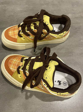 七七主人家 橘黄色面包鞋女厚底原创小众运动鞋女ins潮百搭板鞋女