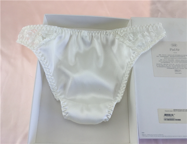 外贸弹力缎真丝内裤纯色精致蕾丝