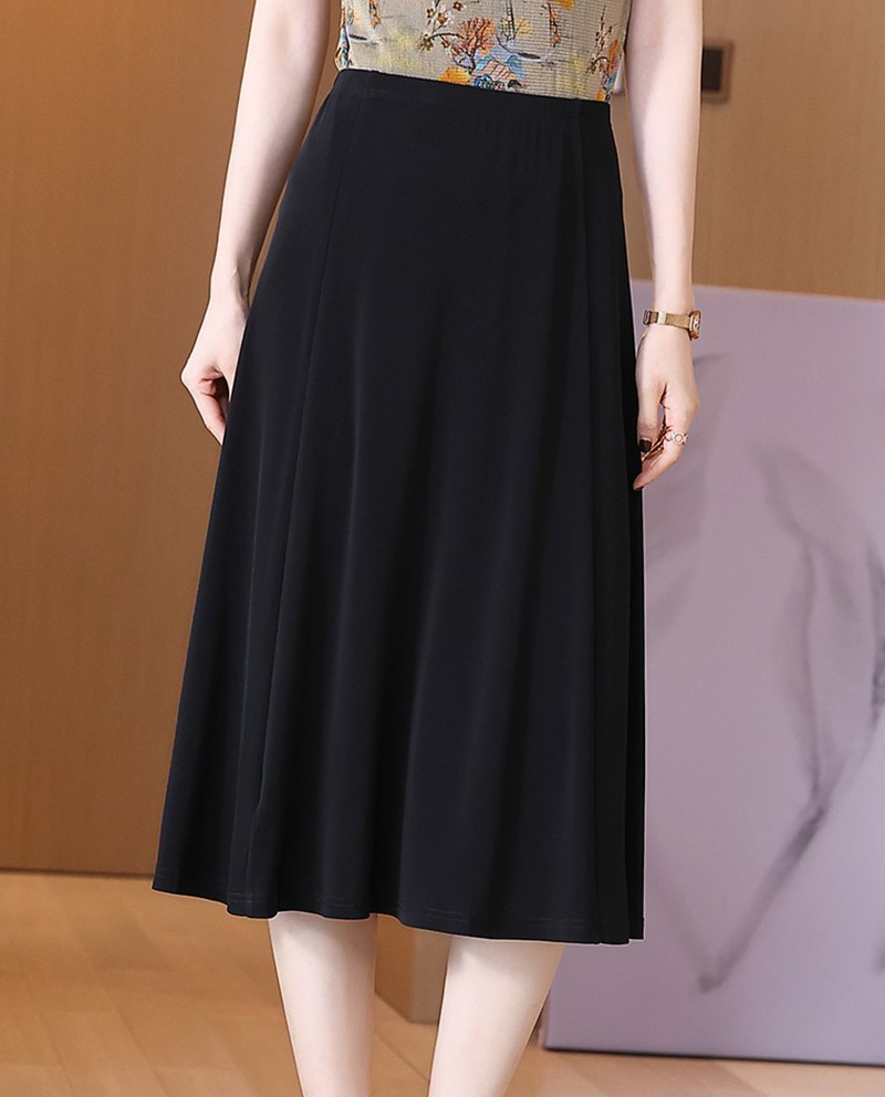 专柜尾货重磅加厚加捻真丝半裙100桑蚕丝女短裙中长款顺滑a字裙