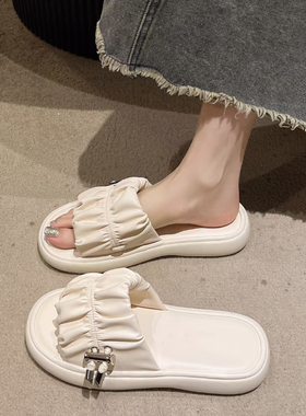 冰洁女鞋2024夏季新款凉拖鞋真皮平跟外穿舒适软底休闲鞋潮66025