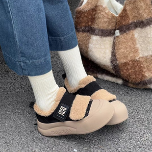 冰洁女鞋2024冬季新款板鞋真皮平跟厚底加绒软底学生松糕鞋921-38