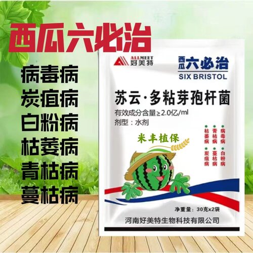 西瓜六必治杀菌剂防死苗黄叶枯萎