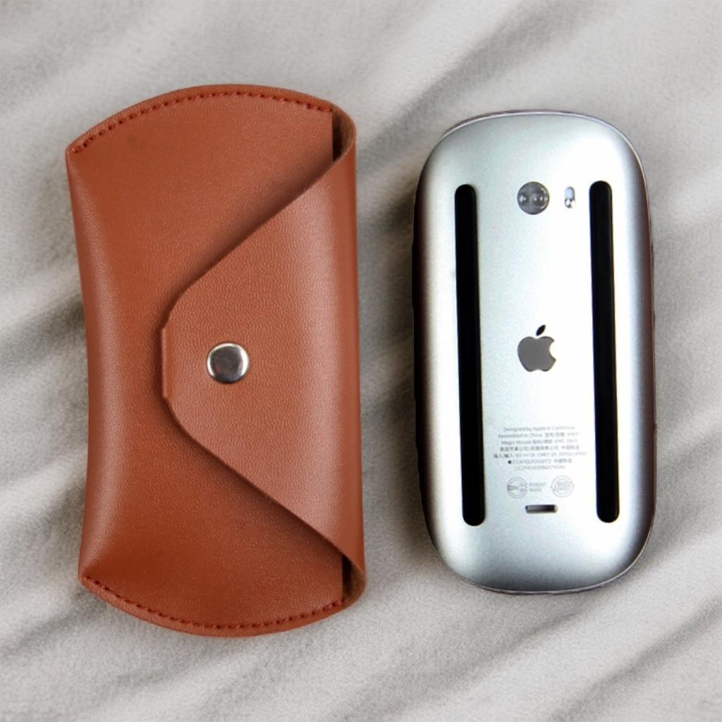 适用于苹果妙控鼠标Magic Mouse2小羊皮磁吸扣收纳套保护皮套厂家