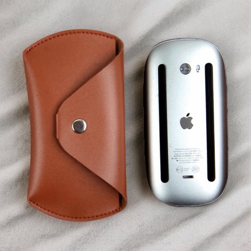 适用于苹果妙控鼠标Magic Mouse2小羊皮磁吸扣收纳套保护皮套厂家