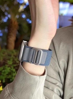 适用苹果手表表带applewatchS1110987代高山回环ultra2尼龙手表带