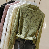 女装 春秋装 2022年新款 春季 时尚 雪纺衬衫 潮蕾丝打底衫 百搭上衣 长袖