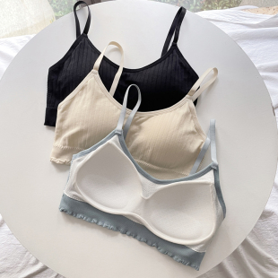 美背内衣女无钢圈薄款小胸聚拢运动吊带背心抹胸式一体裹胸文胸罩